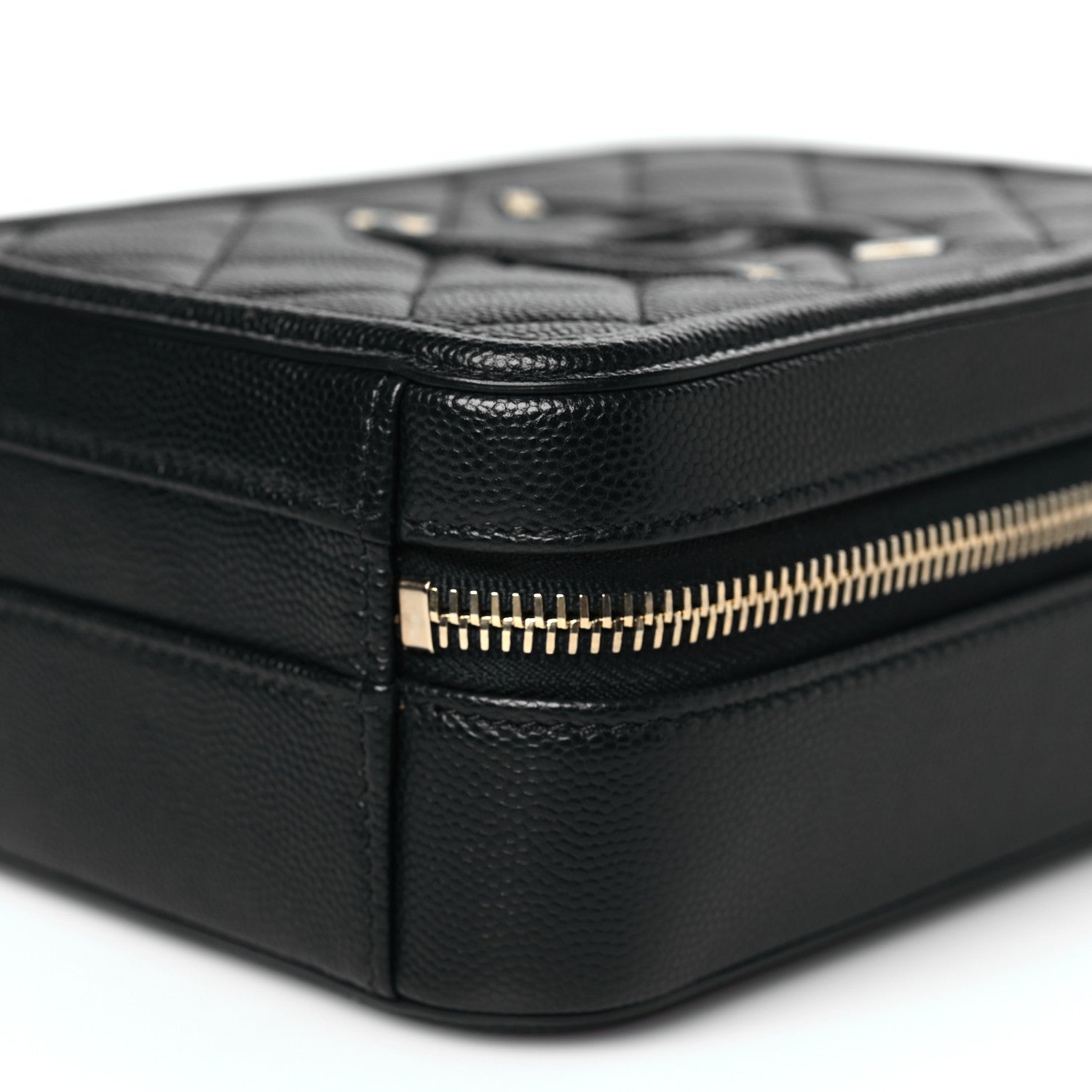 Chanel Caviar Quilted CC North South Filigree Vanity Case Black 10 of 11