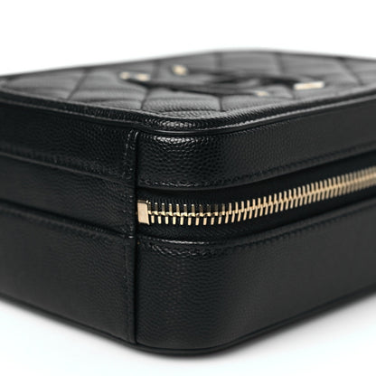 Chanel Caviar Quilted CC North South Filigree Vanity Case Black 10 of 11