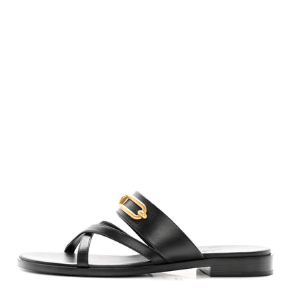 Hermes Calfskin Claire Sandals 36.5 Black 1 of 12