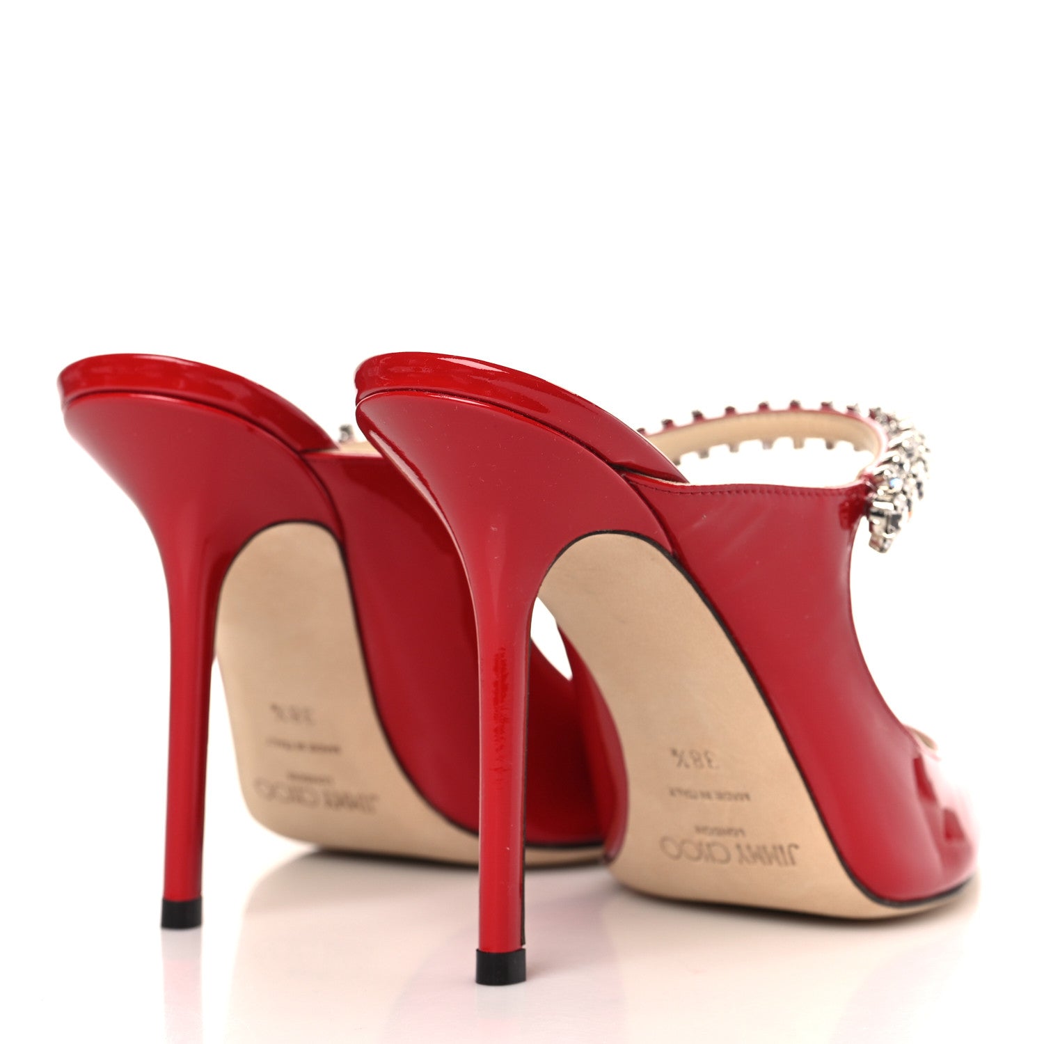 Jimmy Choo Patent Crystal Bing 100 Pumps 38.5 Red 4 of 9