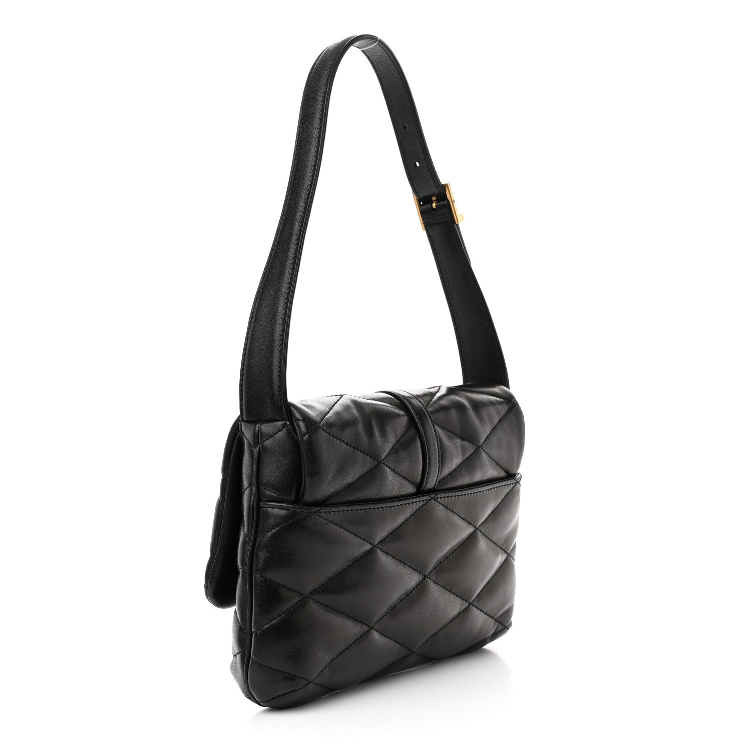 Saint Laurent Lambskin Quilted Le 57 Diamond Shoulder Bag Black 3 of 13