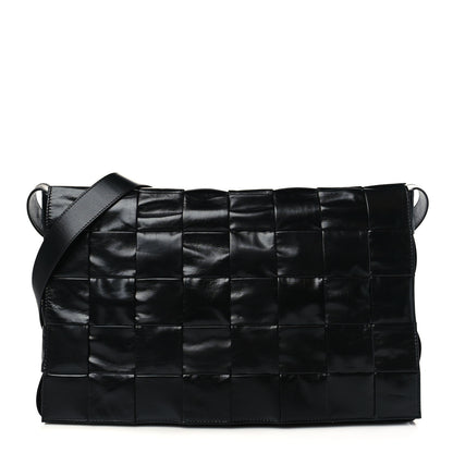 Bottega Veneta Paper Calfskin Maxi Intreccio Large Cassette Crossbody Bag Black 1 of 5