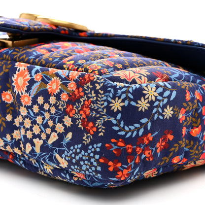 Gucci Cotton Calfskin Matelasse Floral Print Small GG Marmont Shoulder Bag Blue Red Deep Ocean Blue 10 of 11