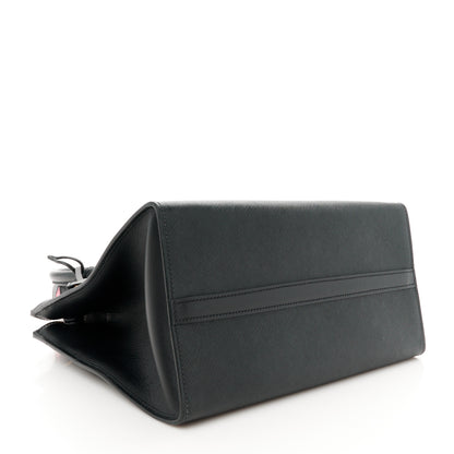 Prada Saffiano City Calfskin Greche Paradigme Bag Black Begonia 4 of 10