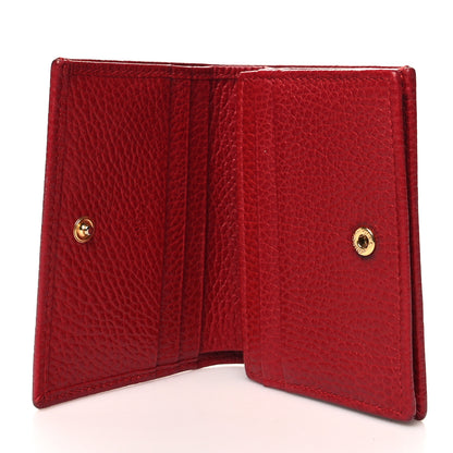 Gucci Pebbled Calfskin GG Marmont Card Case Hibiscus Red 5 of 13