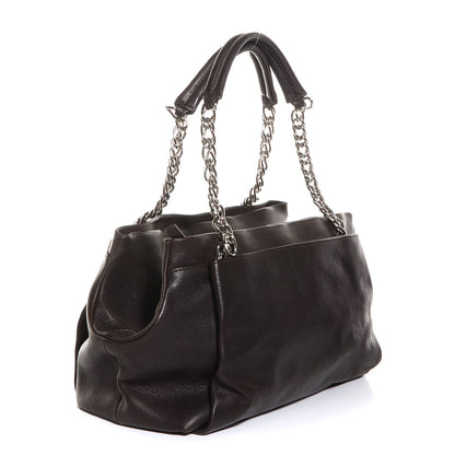 Chanel Caviar CC Tuck Medium Tote Brown 3 of 9