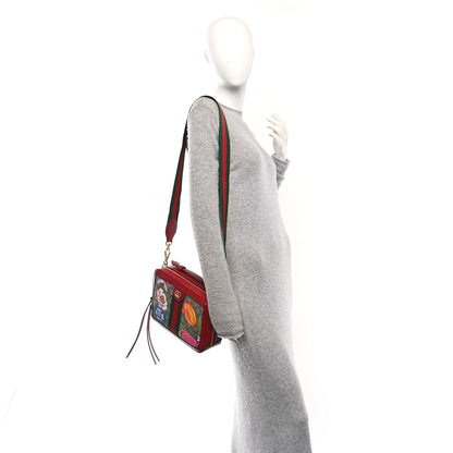 Gucci GG Supreme Monogram Flora Web Small Ophidia Top Handle Shoulder Bag Hibiscus Red 2 of 10