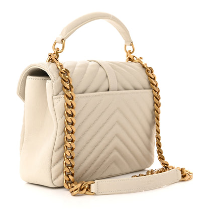 Saint Laurent Sheepskin Matelasse Chevron Monogram Medium College Bag Crema Soft 3 of 10