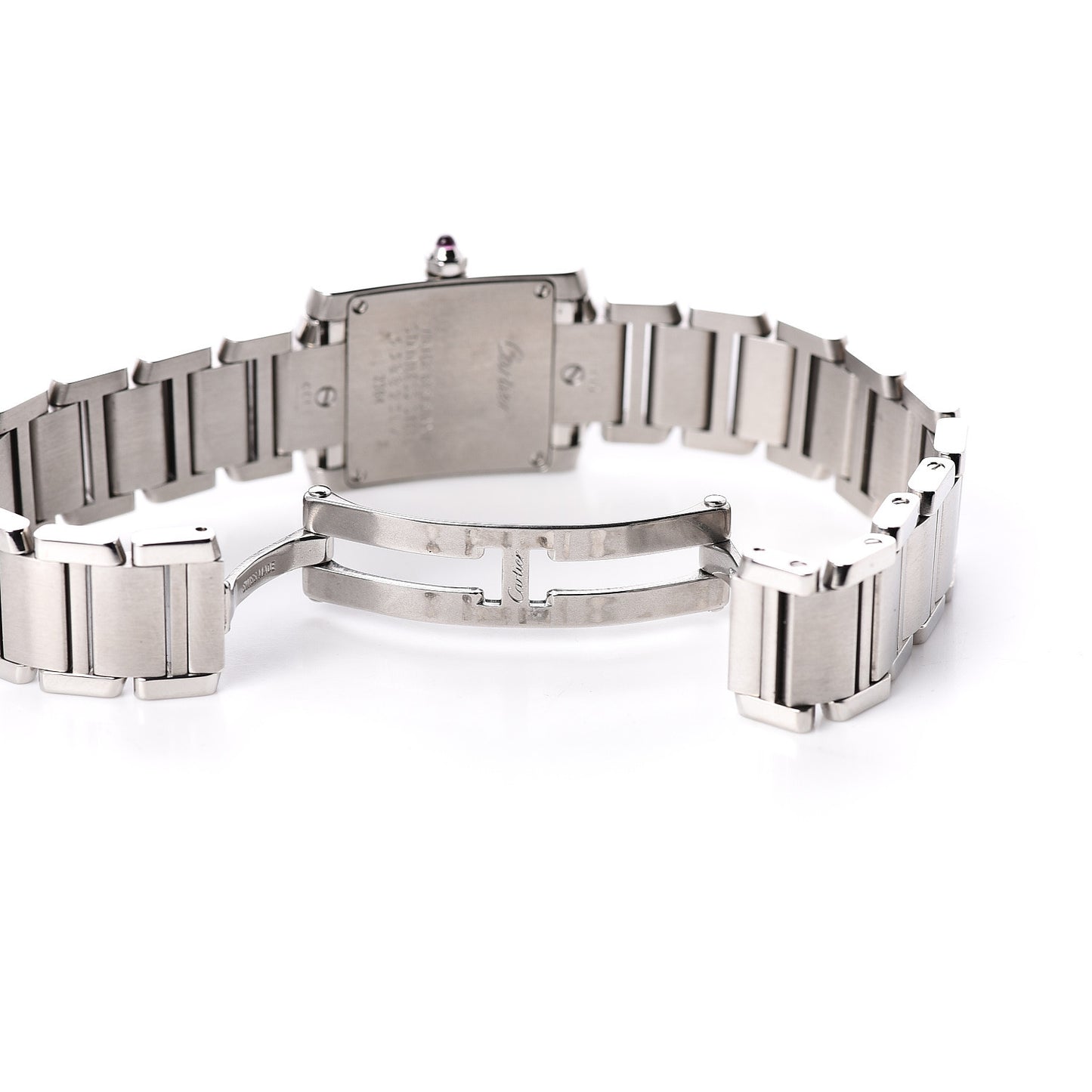 Stainless Steel Pink Mother of Pearl 20mm Tank Francaise Quartz Watch