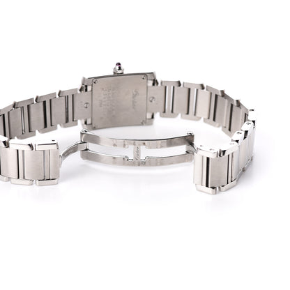Cartier Stainless Steel Pink Mother of Pearl 20mm Tank Francaise Quartz Watch 6 of 6