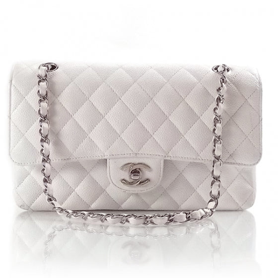 Caviar Quilted Small Double Flap White