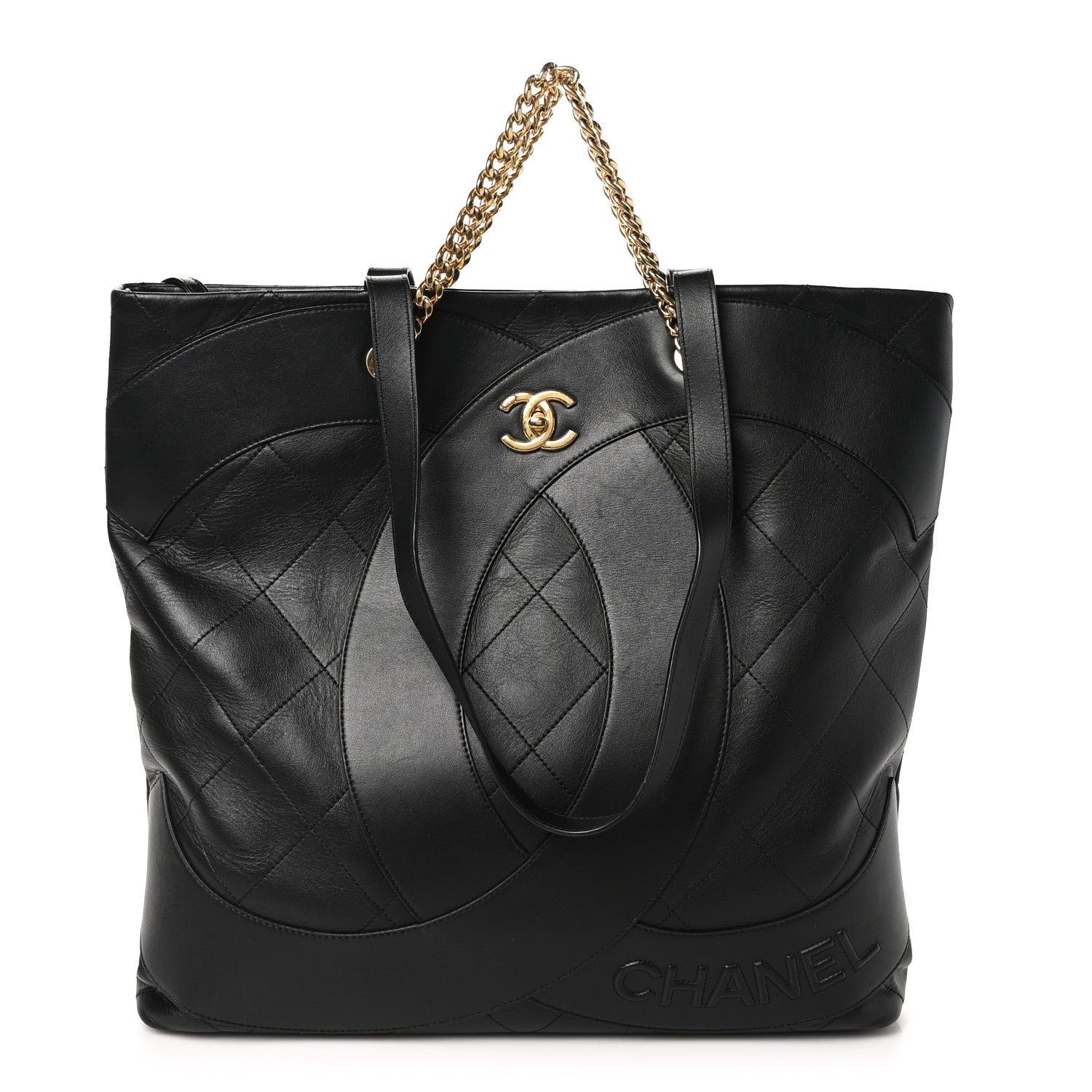 Chanel Calfskin Stitched CC Club Monaco Tote Black 1 of 10