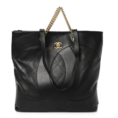 Chanel Calfskin Stitched CC Club Monaco Tote Black 1 of 10