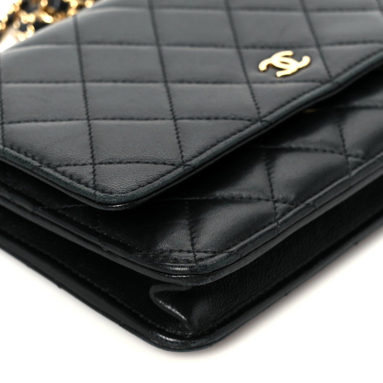 Chanel Lambskin Quilted Wallet On Chain WOC Black 10 of 11