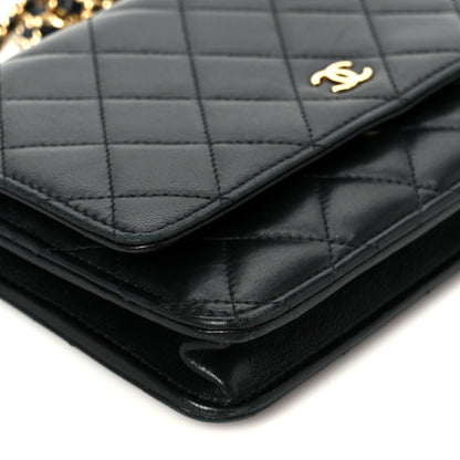 Chanel Lambskin Quilted Wallet On Chain WOC Black 10 of 11