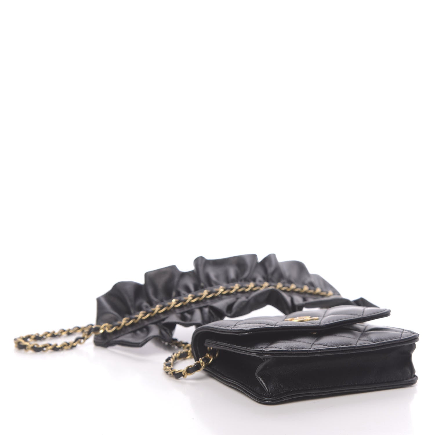 Chanel Lambskin Quilted Romance Clutch With Chain Black 4 of 12