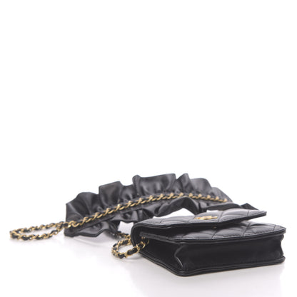 Chanel Lambskin Quilted Romance Clutch With Chain Black 4 of 12