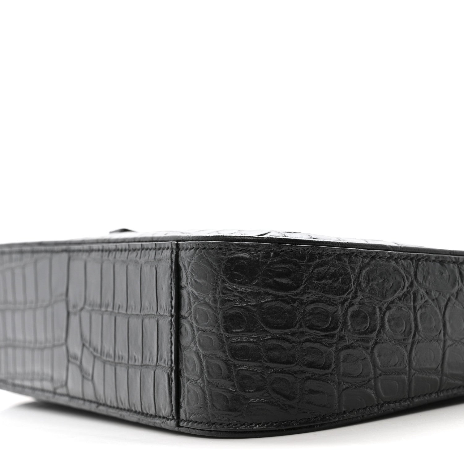 Saint Laurent Calfskin Crocodile Embossed Le 5 A 7 Hobo Black 10 of 11