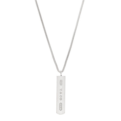 Tiffany Sterling Silver 1837 Bar Pendant Necklace 1 of 7