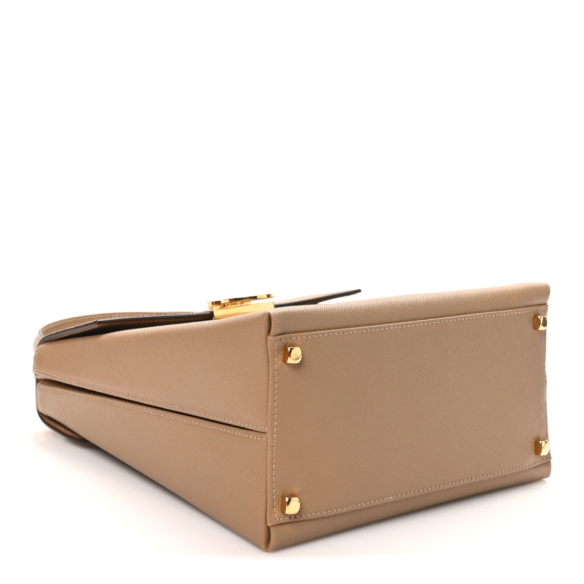 Salvatore Ferragamo Hammered Calfskin Small Iconic Top Handle Bag Camel 4 of 9