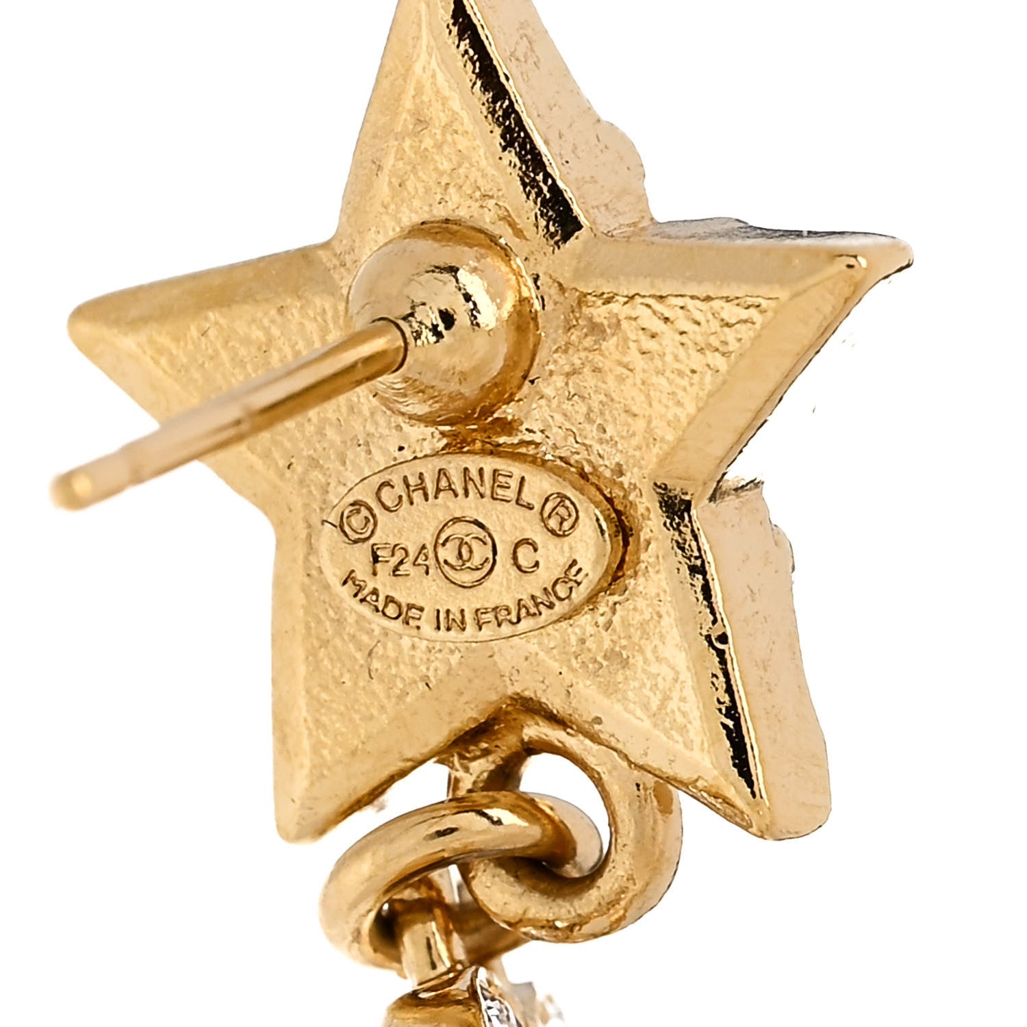 Chanel Crystal Pearl CC Star Drop Earrings Gold 4 of 5