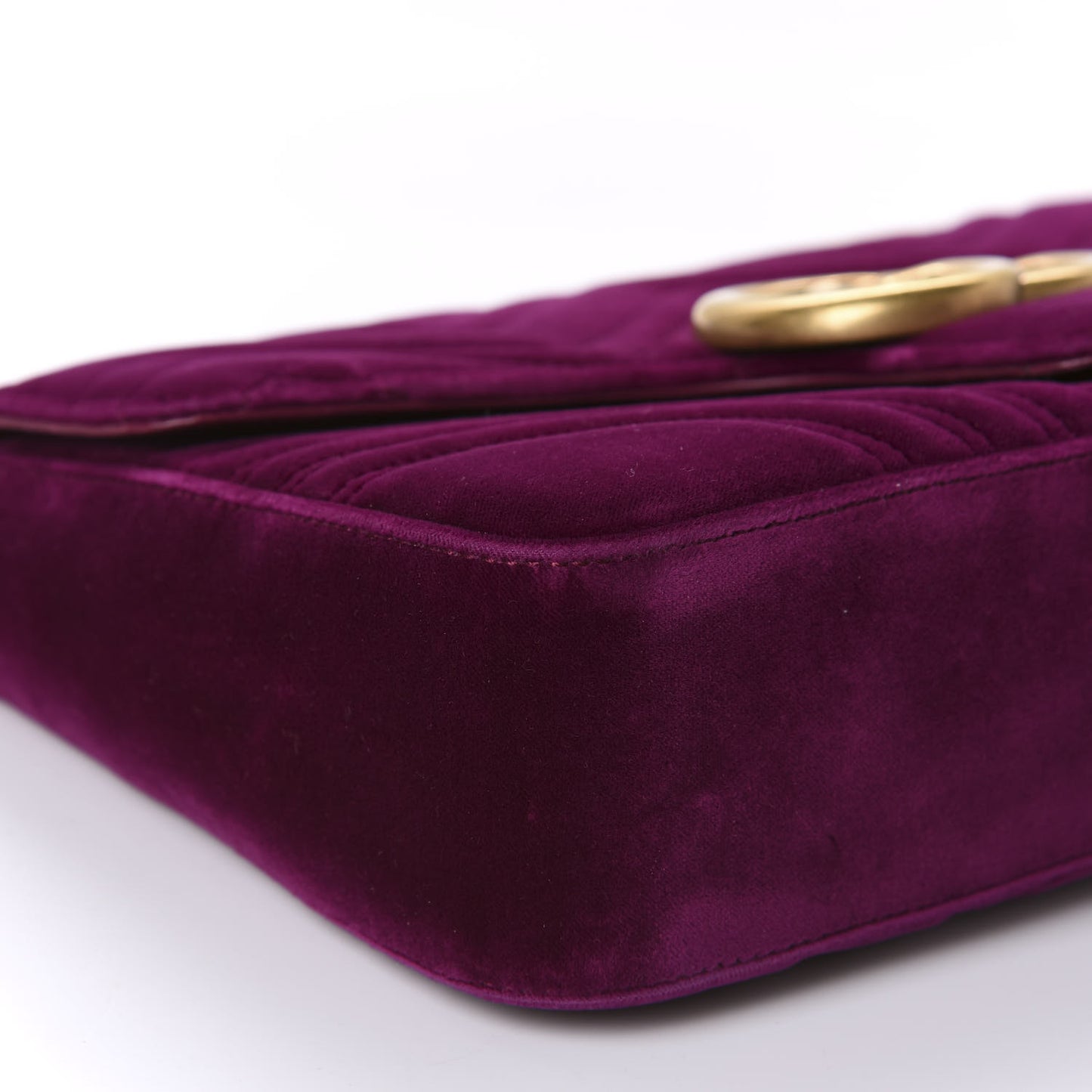 Velvet Matelasse Medium GG Marmont Shoulder Bag Fuchsia Violet Cyclamen