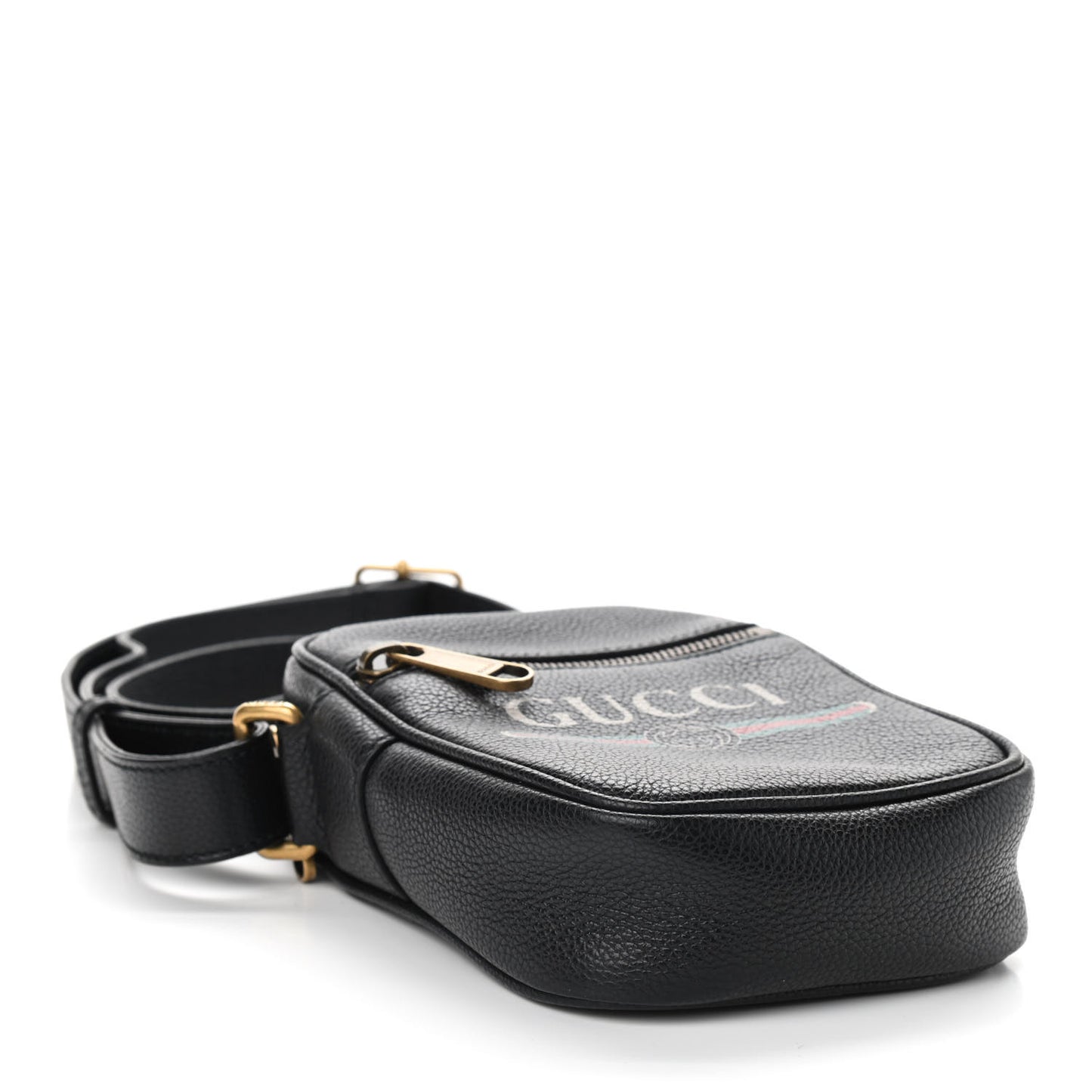 Grained Calfskin Mini Logo Messenger Bag Black