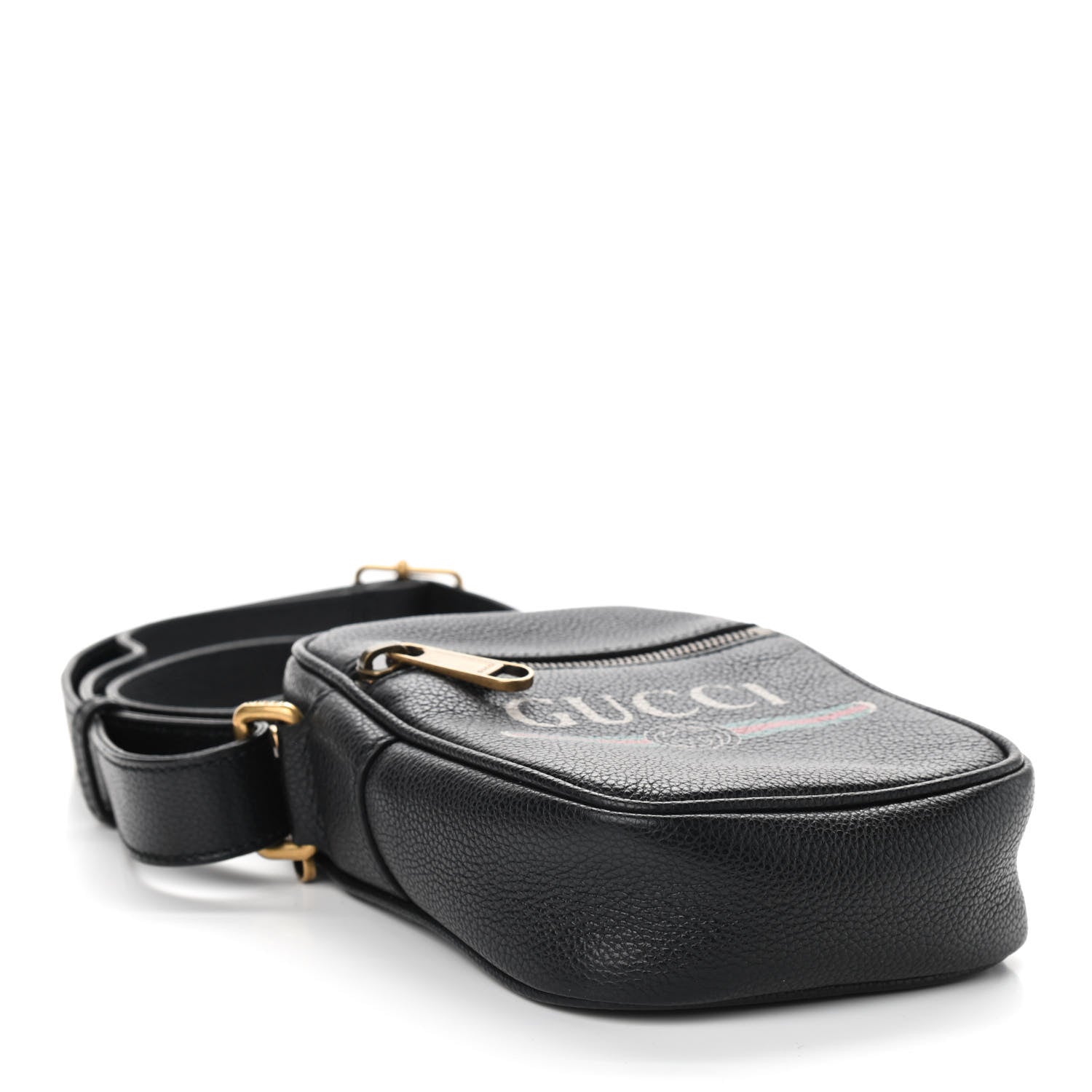 Gucci Grained Calfskin Mini Logo Messenger Bag Black 4 of 9