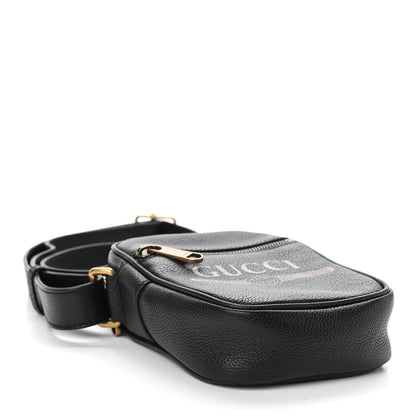 Gucci Grained Calfskin Mini Logo Messenger Bag Black 4 of 9