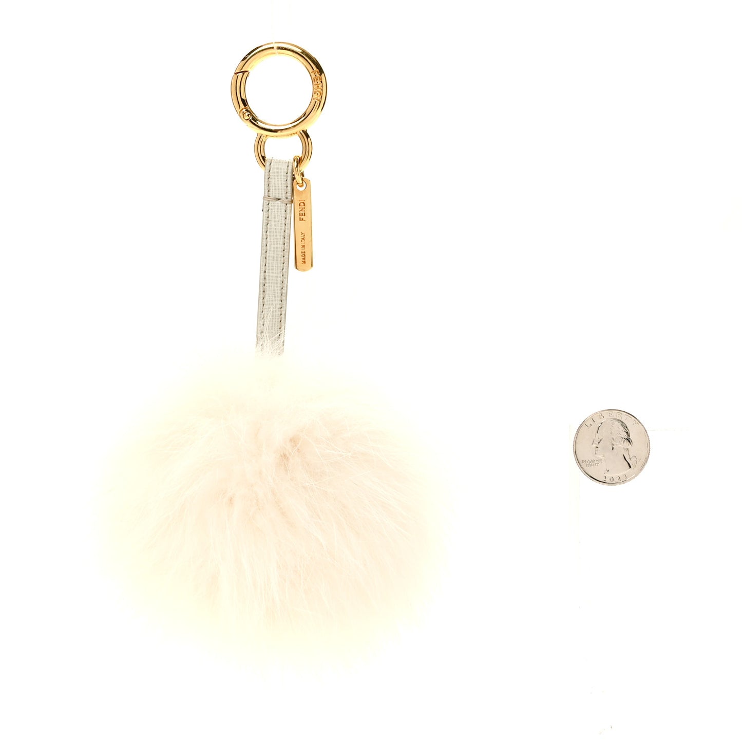 Fox Fur Pom Pom Bag Charm White