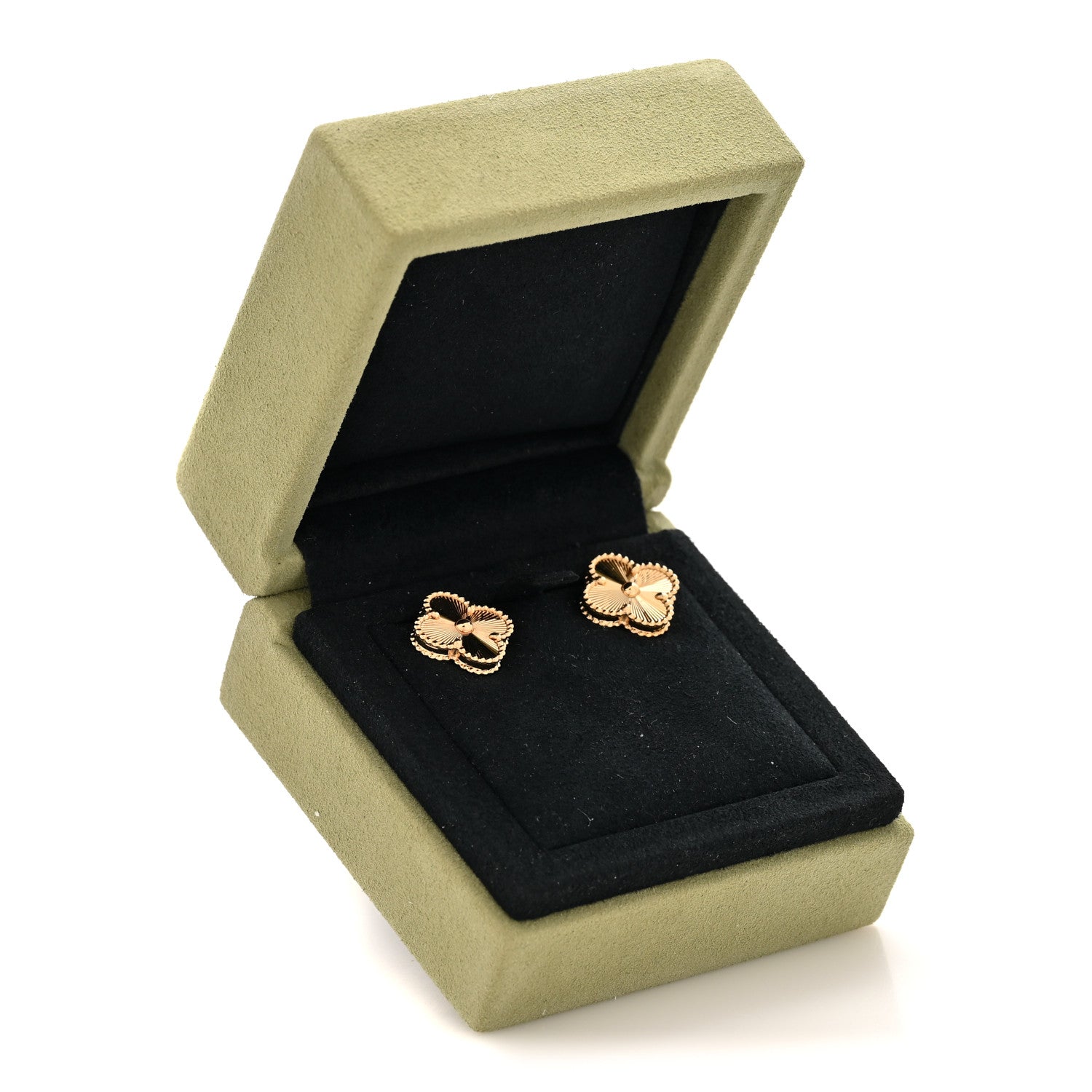 Van Cleef & Arpels 18K Yellow Gold Guilloche Vintage Alhambra Earrings 6 of 6