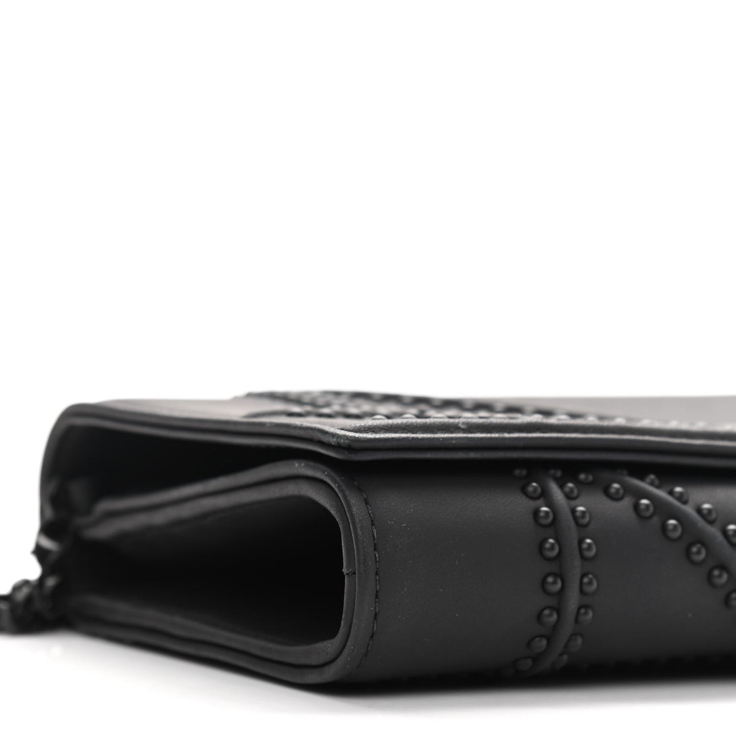 Ultra Matte Calfskin Studded Diorama Croisiere Chain Wallet Black