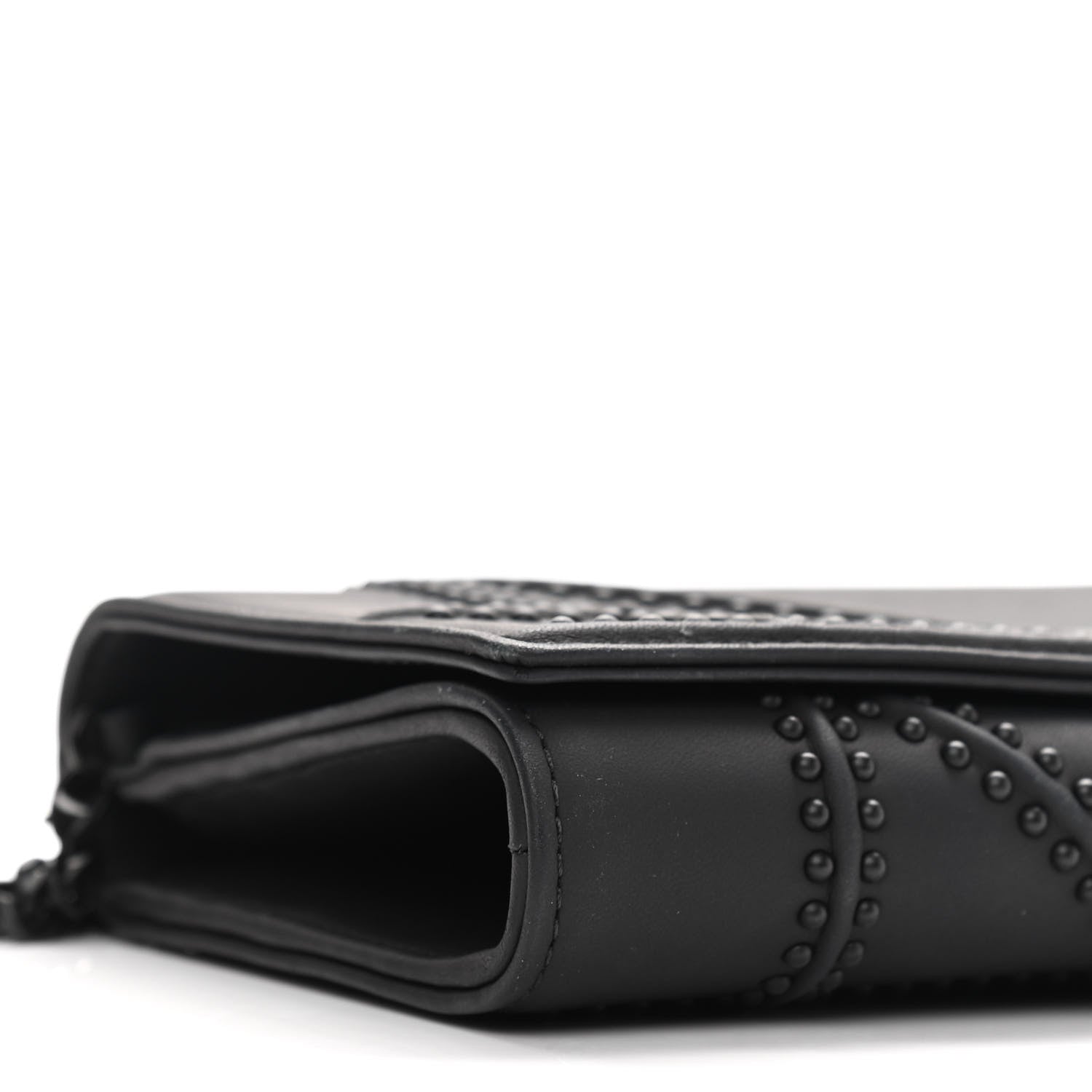 Christian Dior Ultra Matte Calfskin Studded Diorama Croisiere Chain Wallet Black 5 of 9