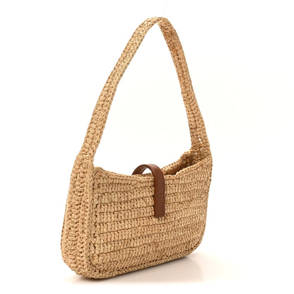 Saint Laurent Raffia Calfskin Le 5 A 7 Mini Hobo Natural Brick Natural Brick 3 of 9