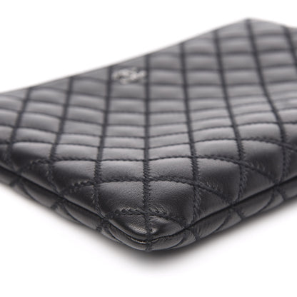Chanel Sheepskin Stitched Lacquered CC Medium Cosmetic Case Black 8 of 11