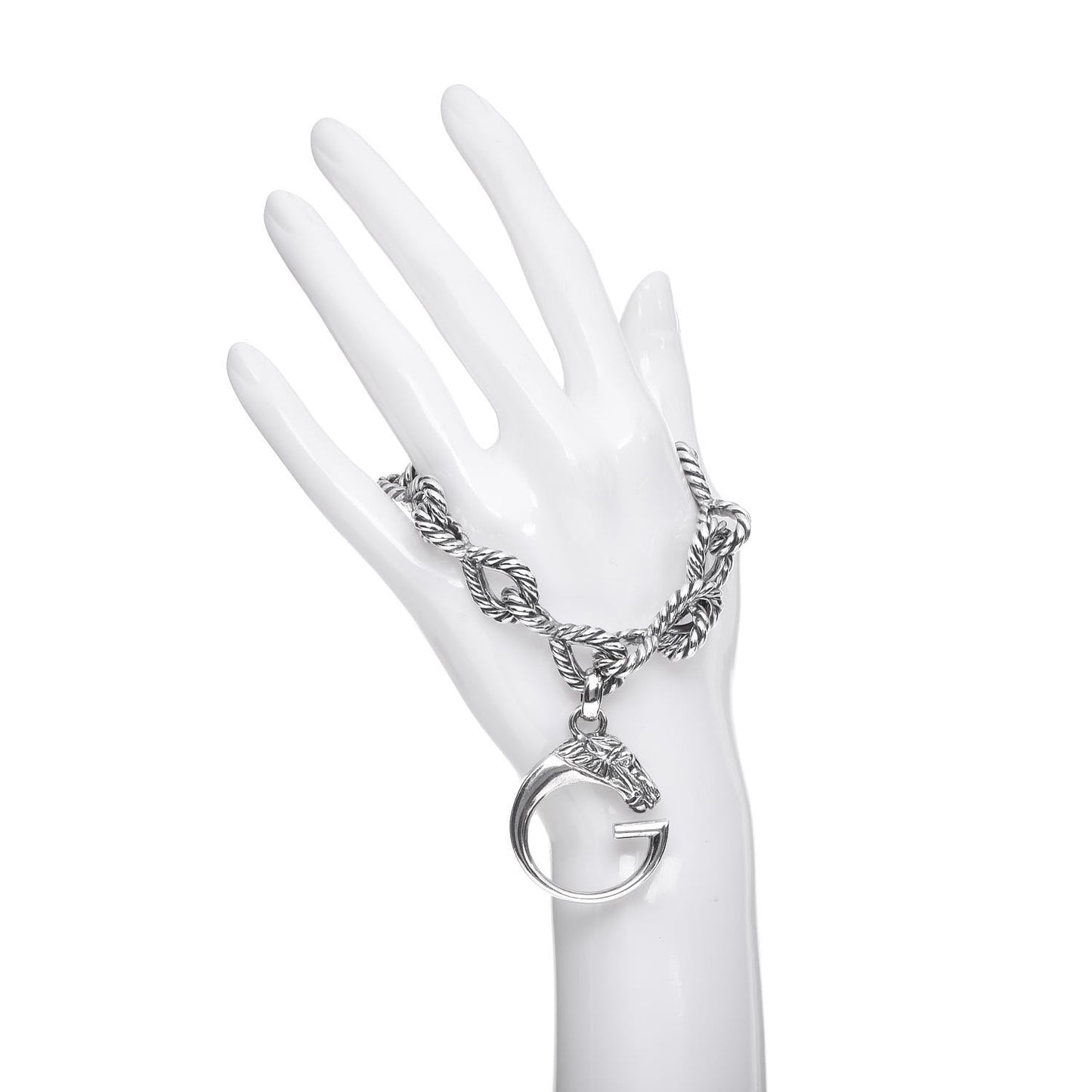 Sterling Silver G Horse Rope Bracelet