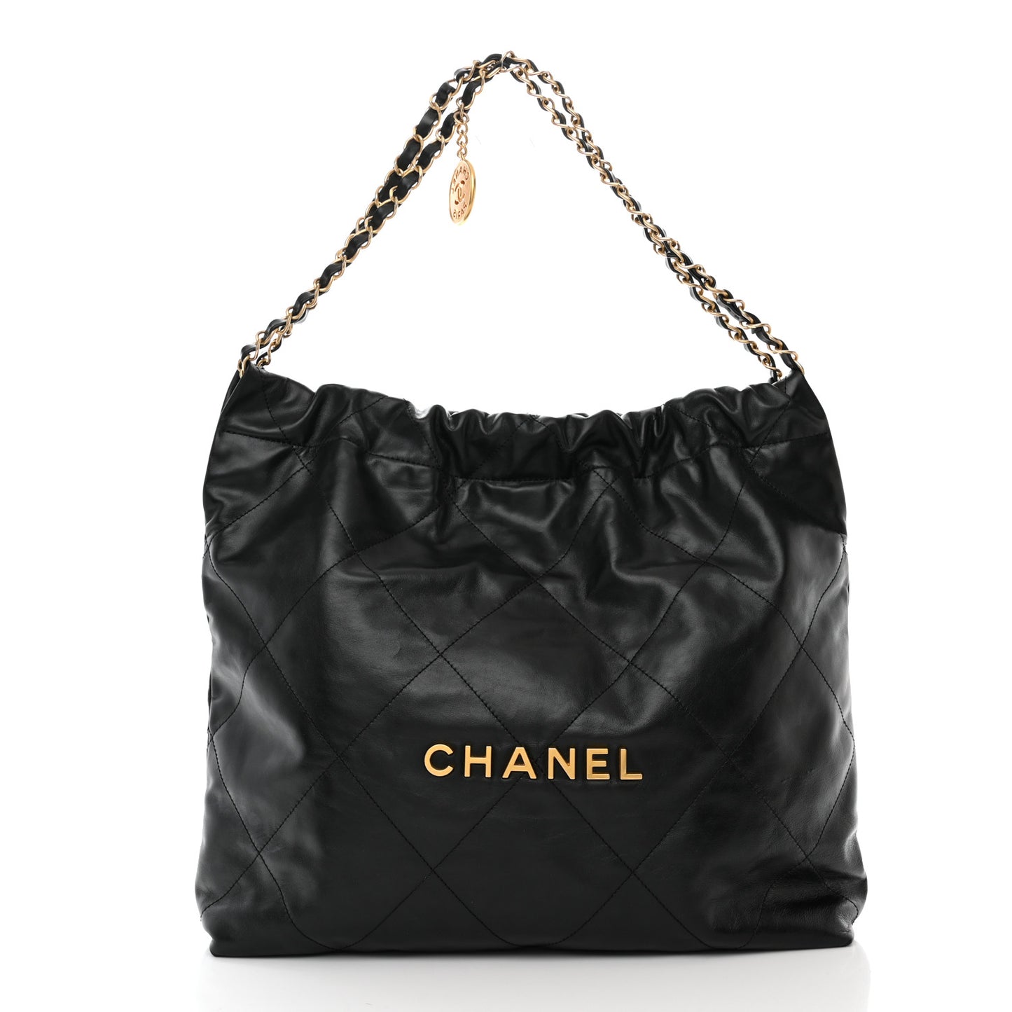 Shiny Calfskin Quilted Chanel 22 Black