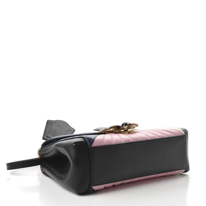Gucci Calfskin Bamboo Trapuntata Queen Margaret Top Handle Bag Blue Agata Hibiscus Red Mystic White Sugar Pink 4 of 10
