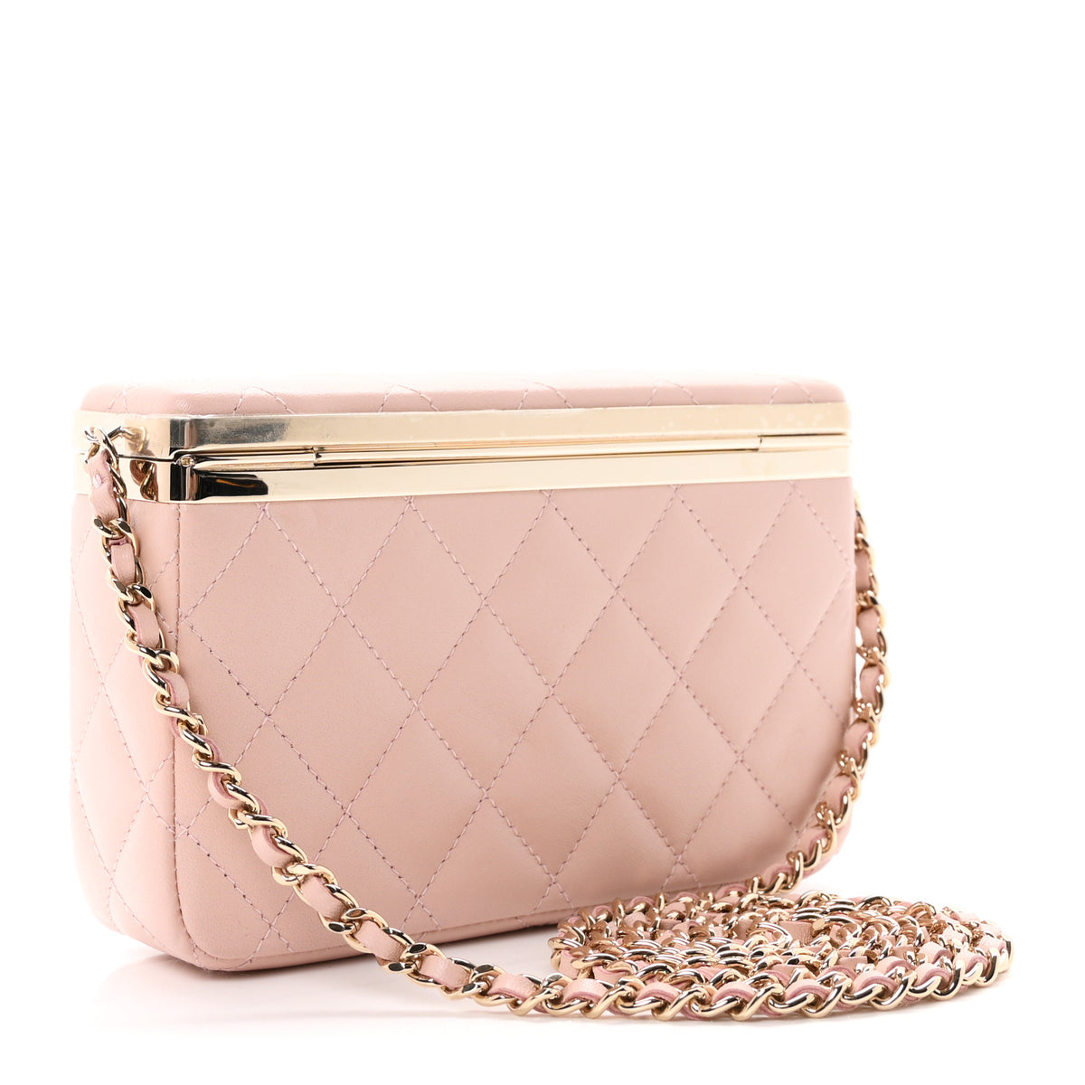 Lambskin Quilted CC Vanity With Chain Light Pink