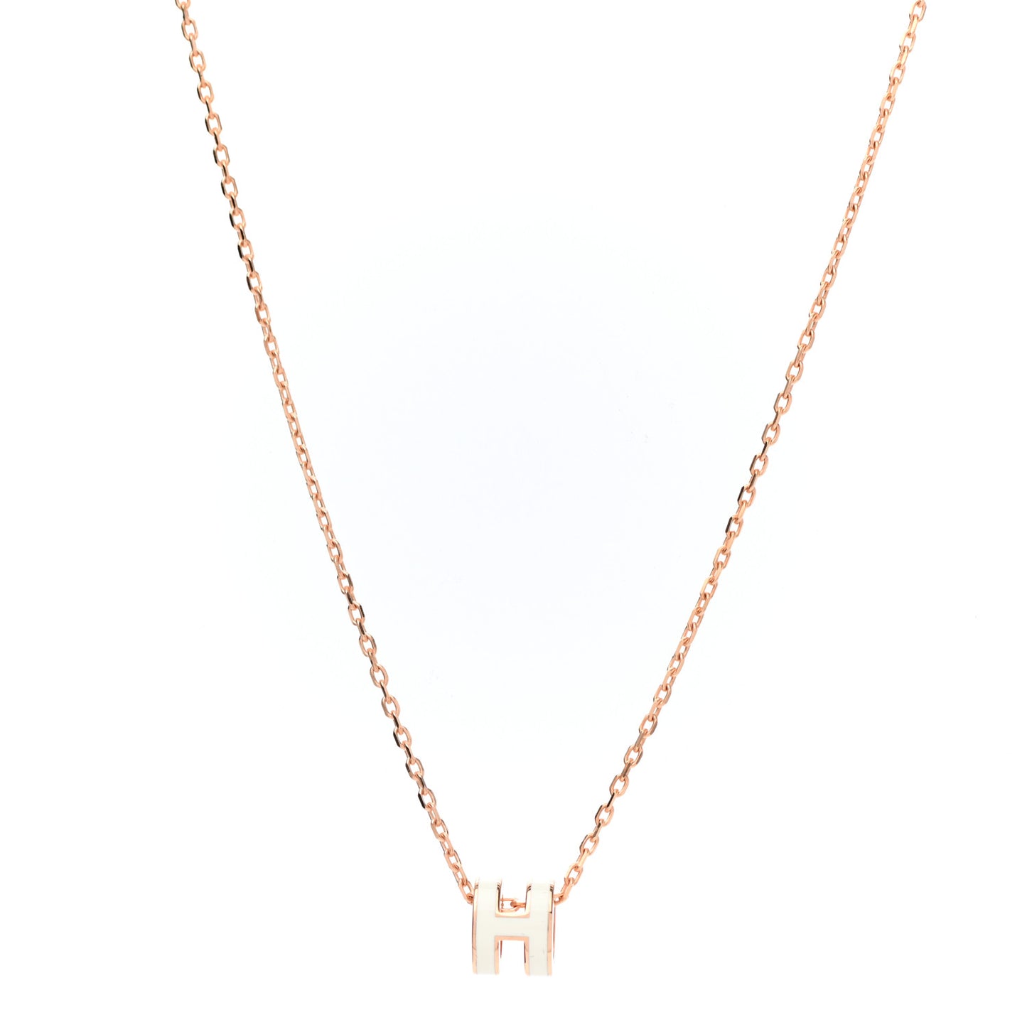 Lacquered Gold Mini Pop H Pendant Necklace White