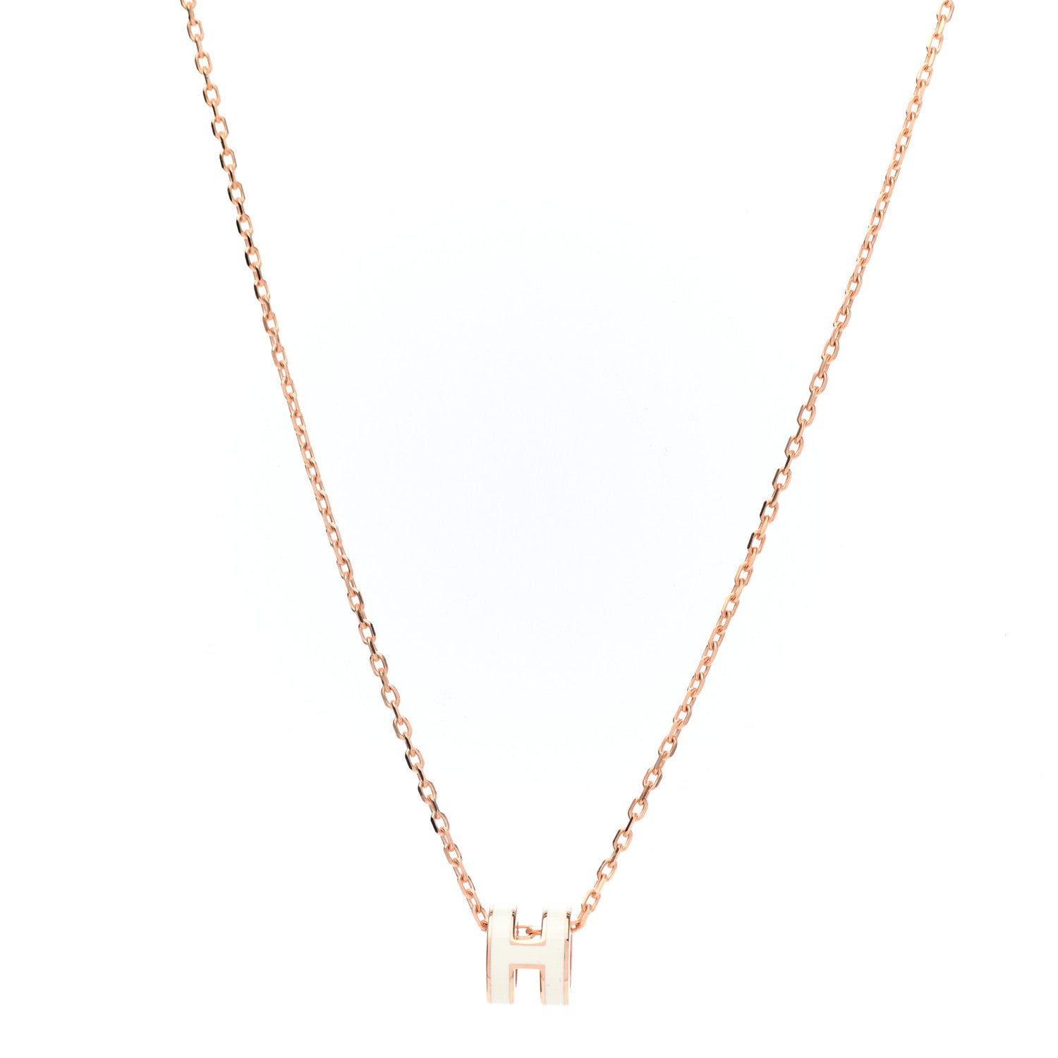 Hermes Lacquered Gold Mini Pop H Pendant Necklace White 1 of 5