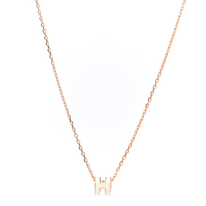 Hermes Lacquered Gold Mini Pop H Pendant Necklace White 1 of 5