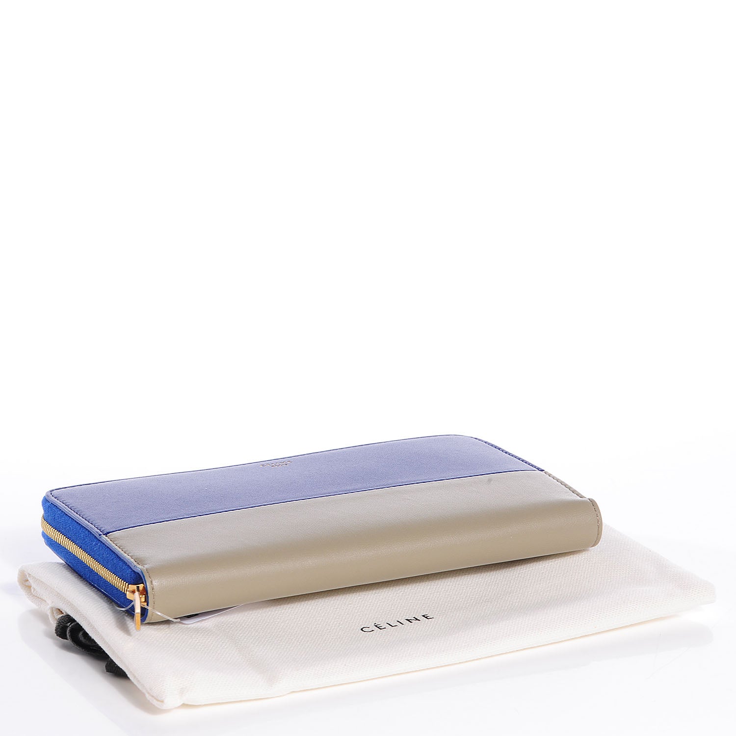 Celine Lambskin Large Zip Around Multifunction Wallet Indigo Beige 4 of 9