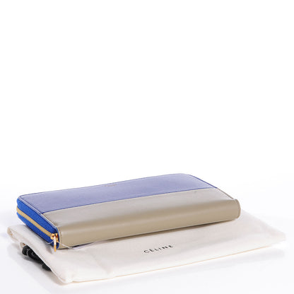Celine Lambskin Large Zip Around Multifunction Wallet Indigo Beige 4 of 9