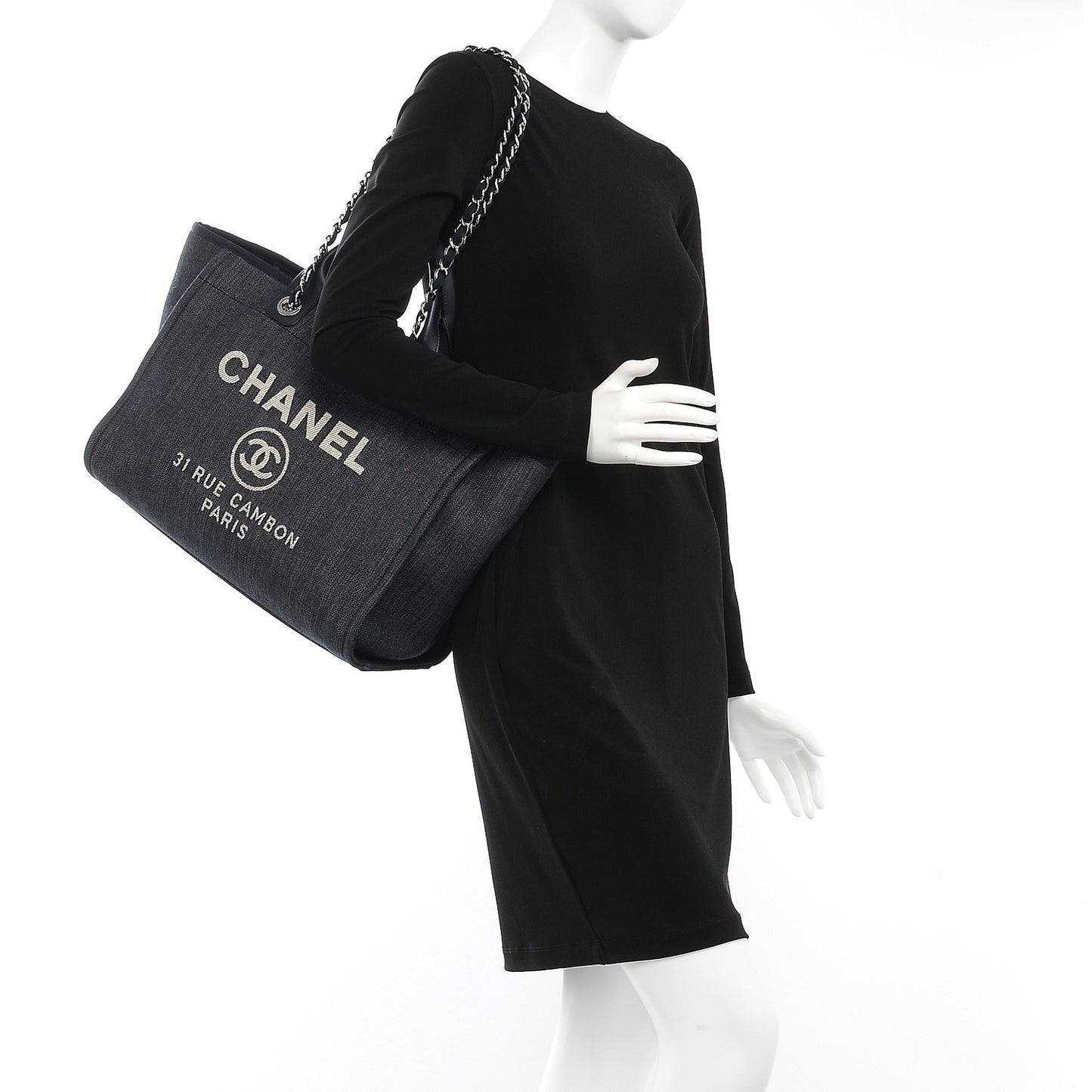 Canvas Large Deauville Tote Dark Blue