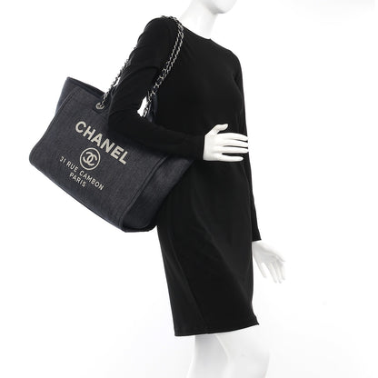 Chanel Canvas Large Deauville Tote Dark Blue 2 of 7