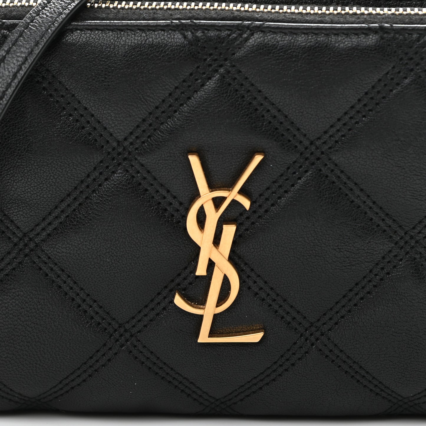 Grained Lambskin Quilted Mini Becky Double Zip Bag Black