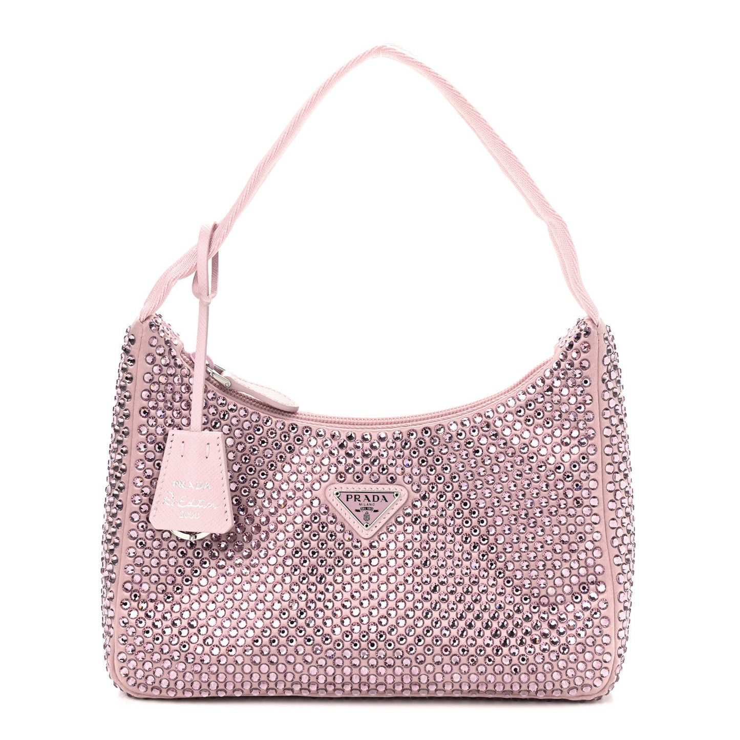 Satin Crystal Mini Re-Edition 2000 Bag Alabastro