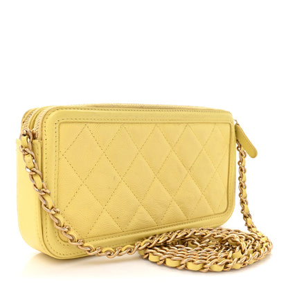Chanel Caviar Quilted CC Filigree Clutch With Chain Yellow 3 of 17