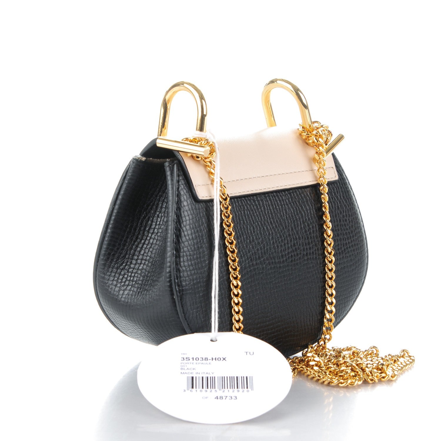 Chloe Textured Calfskin Lambskin Nano Drew Shoulder Bag Black 3 of 8